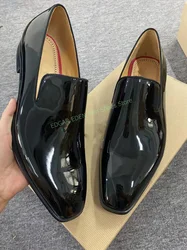 Bling Men's Patent Leather Black Single Shoes Male Comfortable Slip On Spring Autumn Pointed Toe Party Wedding Shoes For Male