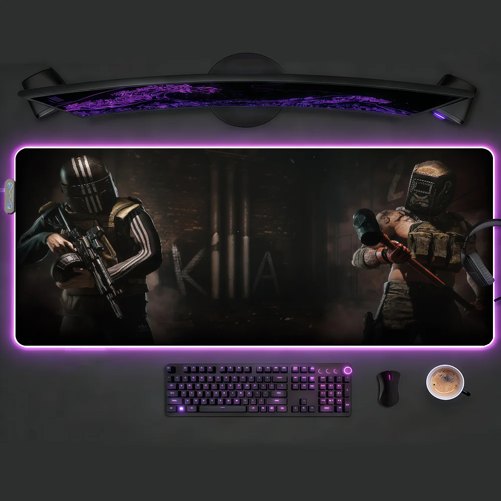 E-Escape F-From T-TarkovES MousePad RGB LED Non-slip DeskMat Rubber Gaming Accessories Large XXL Computer Office Keyboard Carpet