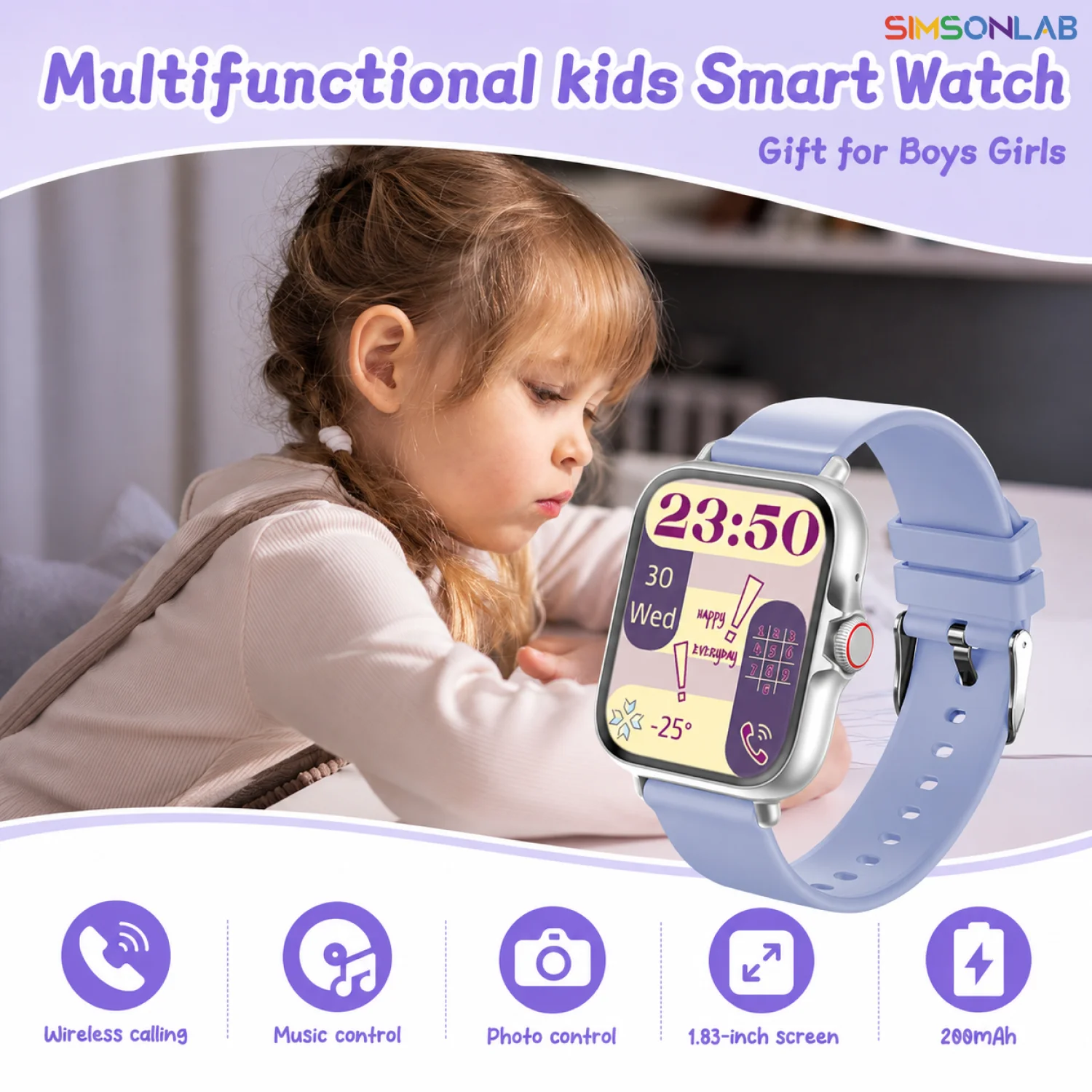 Kids Smart Watch Multifunctional Waterproof SOS  Camera HD Call Voice Chat Games LED Flashlight Weather Alarm Smartwatch 2026