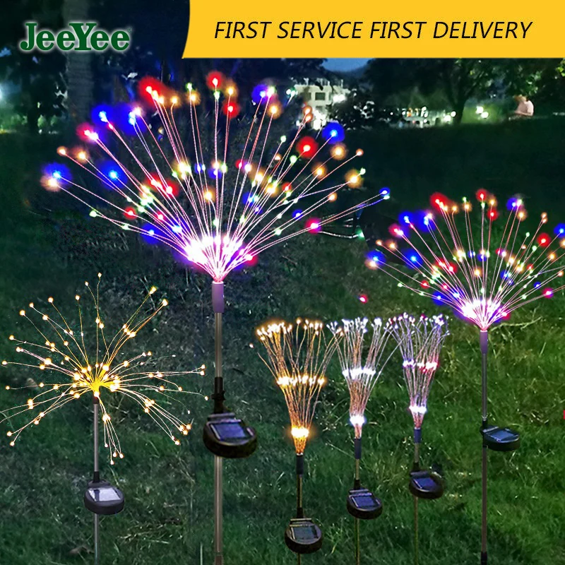 

JEEYEE Solar Firework Light Grass Globe Dandelion 120 LED Fireworks Lamp For Garden Lawn Landscape Holiday Christmas Light