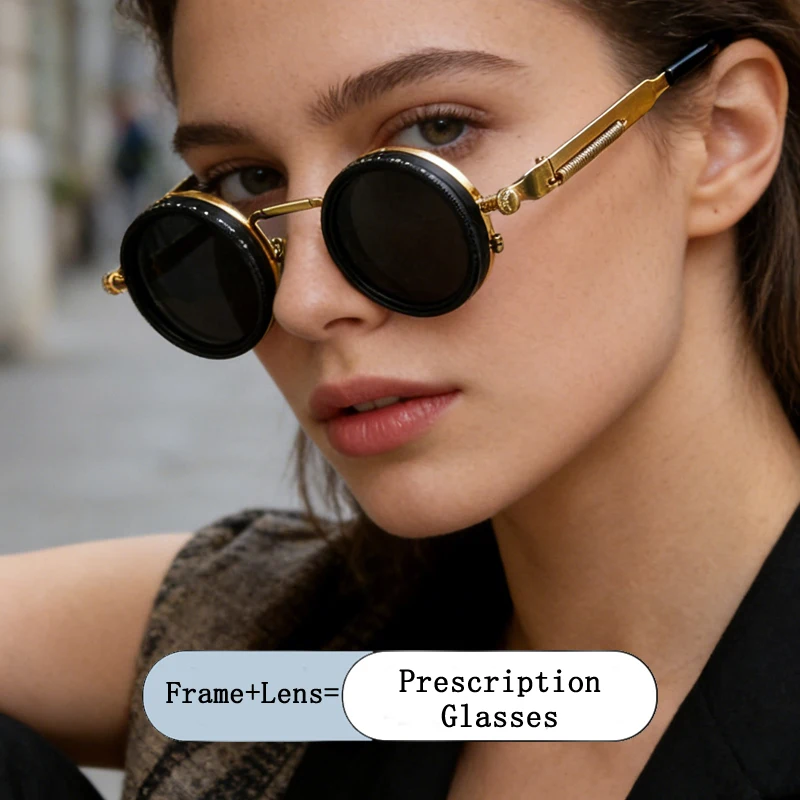 

Fashion Brand Design Vintage Round Frame Women Sunglasses Photochromic Anti Blue Light Prescription Astigmatism Sgmatism Eyewear
