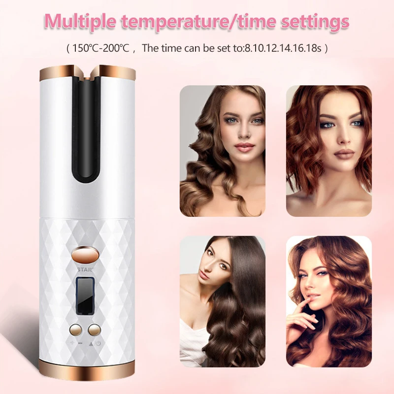 

Portable Auto Rotating Ceramic Hair Curler Rechargeable Automatic Wireless Hair Curling Iron Women Corrugated Curling Iron