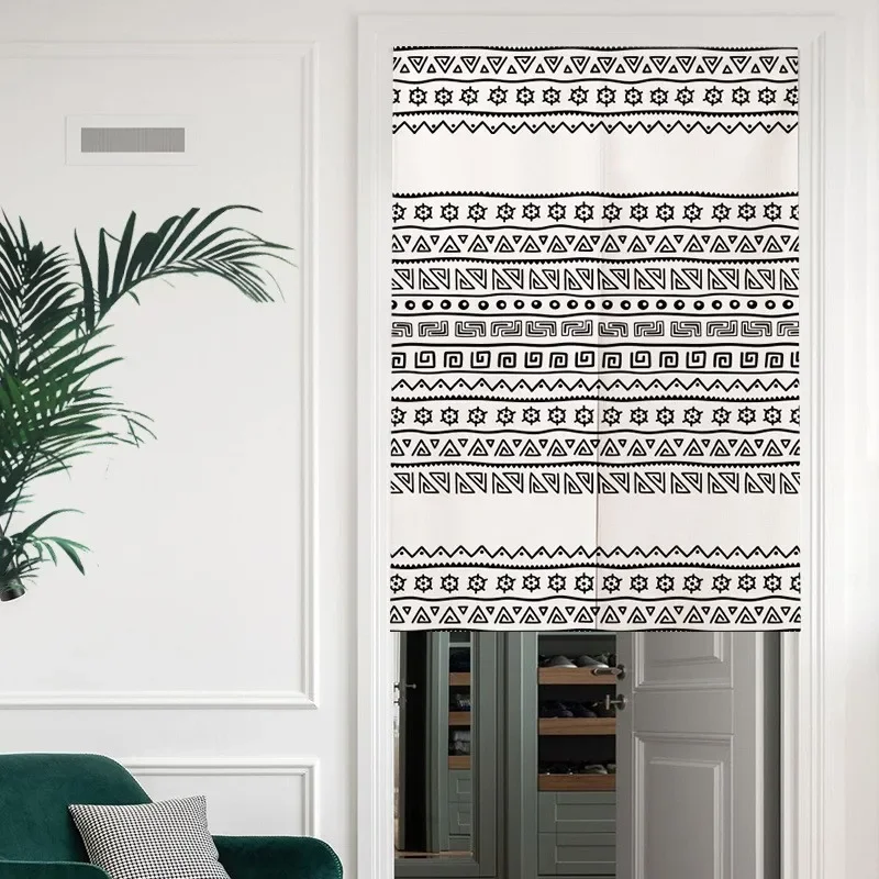 VIKAMA Bohemian Aztec Tribal Noren Door Curtain Ethnic Geometric Print Hanging Divider for Bedroom Kitchen Decor