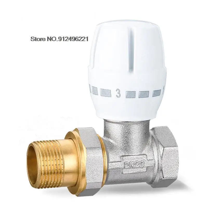 DN20 16MPA Brass Nickel Plated Straight Type Temperature Control Valve Manually Radiator