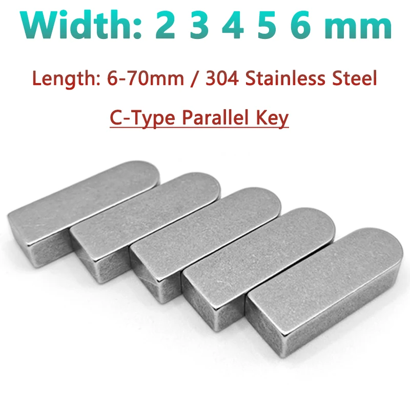Parallel Key M2 M3 M4 M5 M6 304 Stainless Steel C-Type Flat Key Single Round End Pin Positioning Pin for Shaft Sprocket Gear
