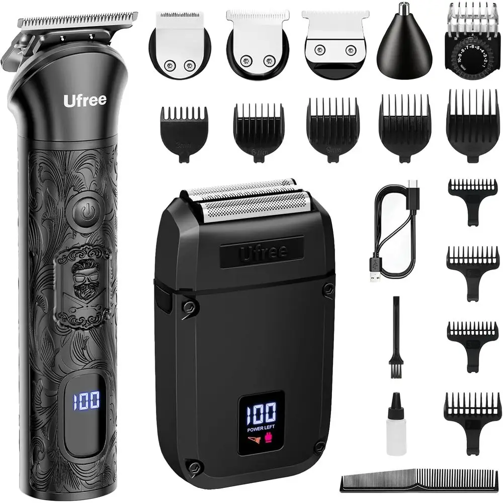 

Men's Electric Beard Trimmer, Shaver, and Mustache Grooming Kit for Hair, Nose, and Ears - Ideal Birthday Gift