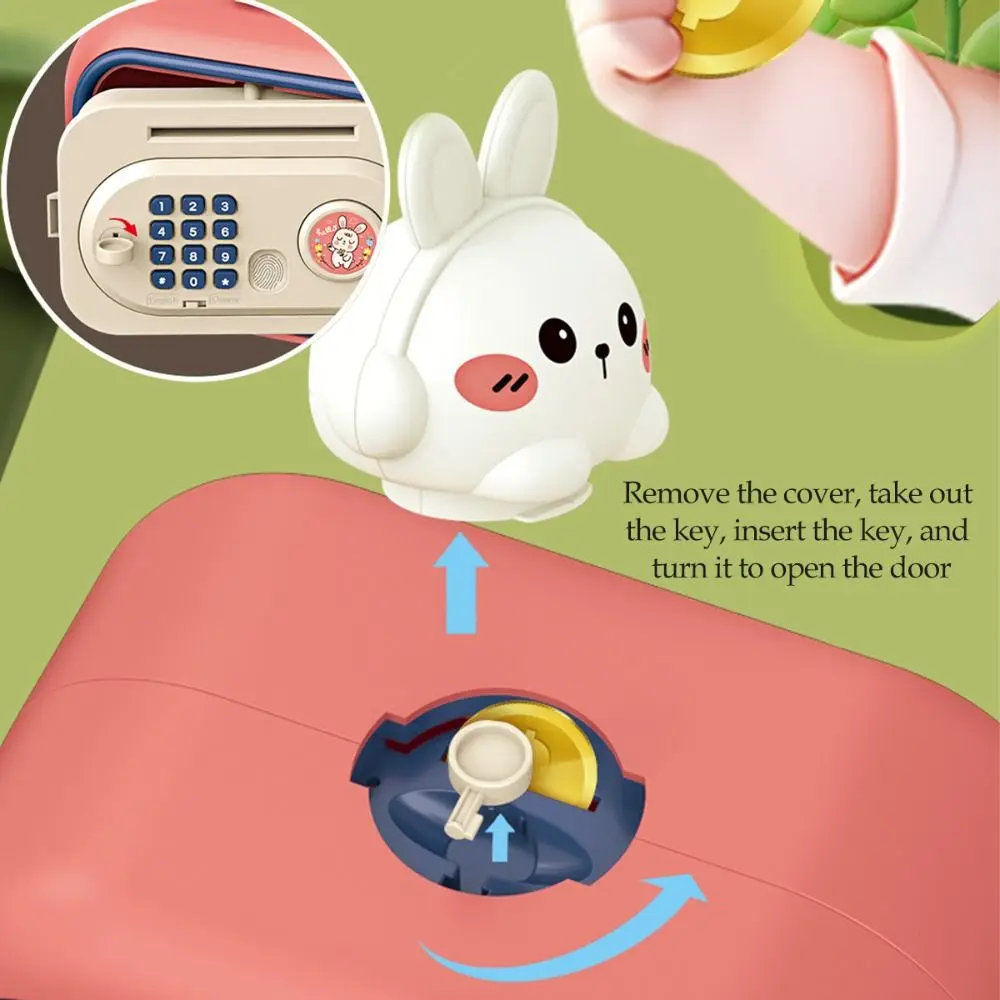 Desenhos animados com música caixa de depósito de dinheiro senha de impressão digital caixa de poupança de dinheiro de plástico bateria atm presente cofrinho