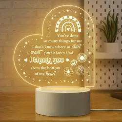 Soft Warm White LED  Lamp - Perfect Gift for Best Friends, Teacher,  3D Illusion Lamp with thank you Message-Ideal for Birthdays