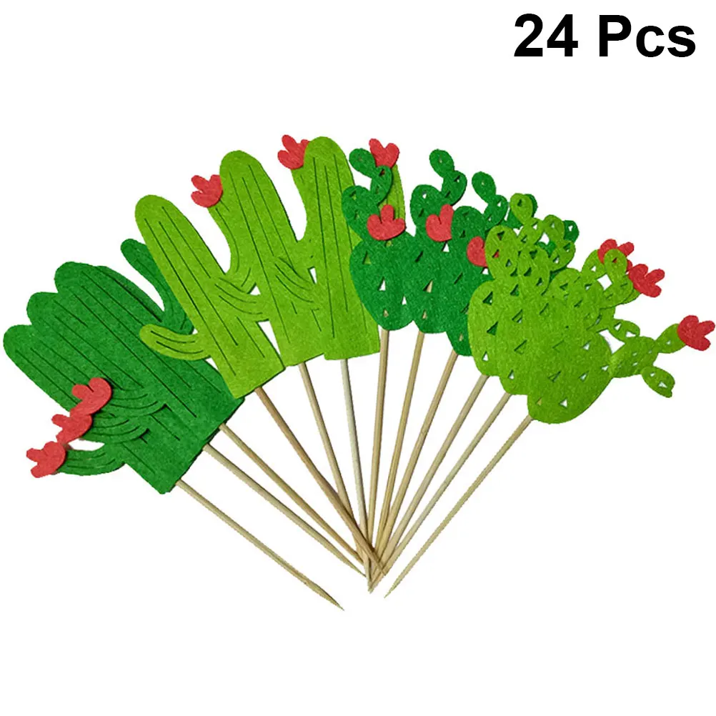

24 pcs Cake Toppers Green Hawaii Beach Party Unique Design Birthday Wedding Celebration Hawaii Cake Decoration Dessert Decor
