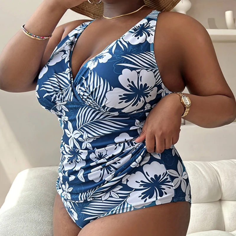 Swimsuit 2024 Trend Woman Sexy Bikini Deep V Plus Size Print One-piece Swimwear Summer Beach Wear Bathing Suit Bodysuit Monokini