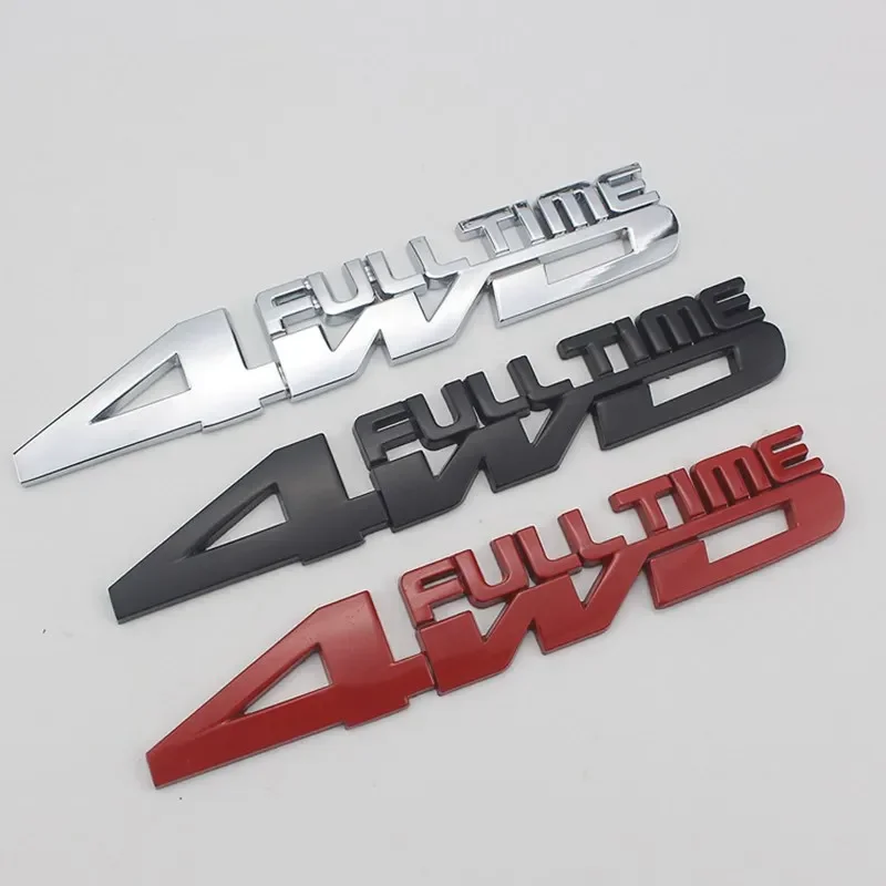 3D Metal 4WD FULL TIME Side Fender Emblem Rear Trunk Boot Badge Sticker Decals For Jeep Honda Ford Toyota Land Cruiser