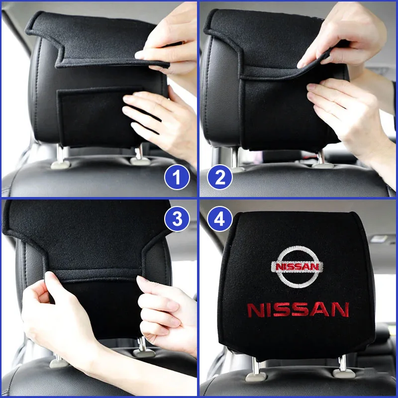 Car Headrest Cover Auto Seat Headrest Cushion Neck Pillow Case For Nissan Nismo X-trail Almera Qashqai Tiida Teana Accessories