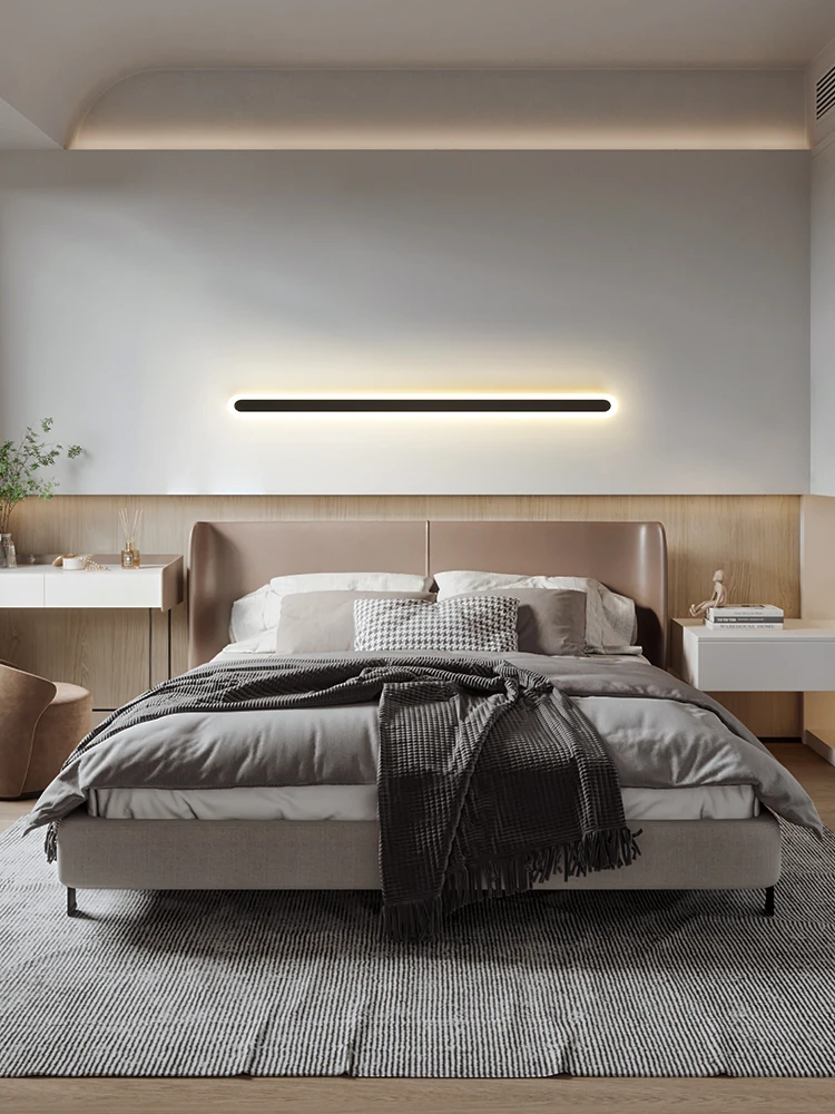 Lampada da parete moderna e minimalista a LED a striscia lunga camera da letto comodino soggiorno lampada applique specchio ad angolo per scale