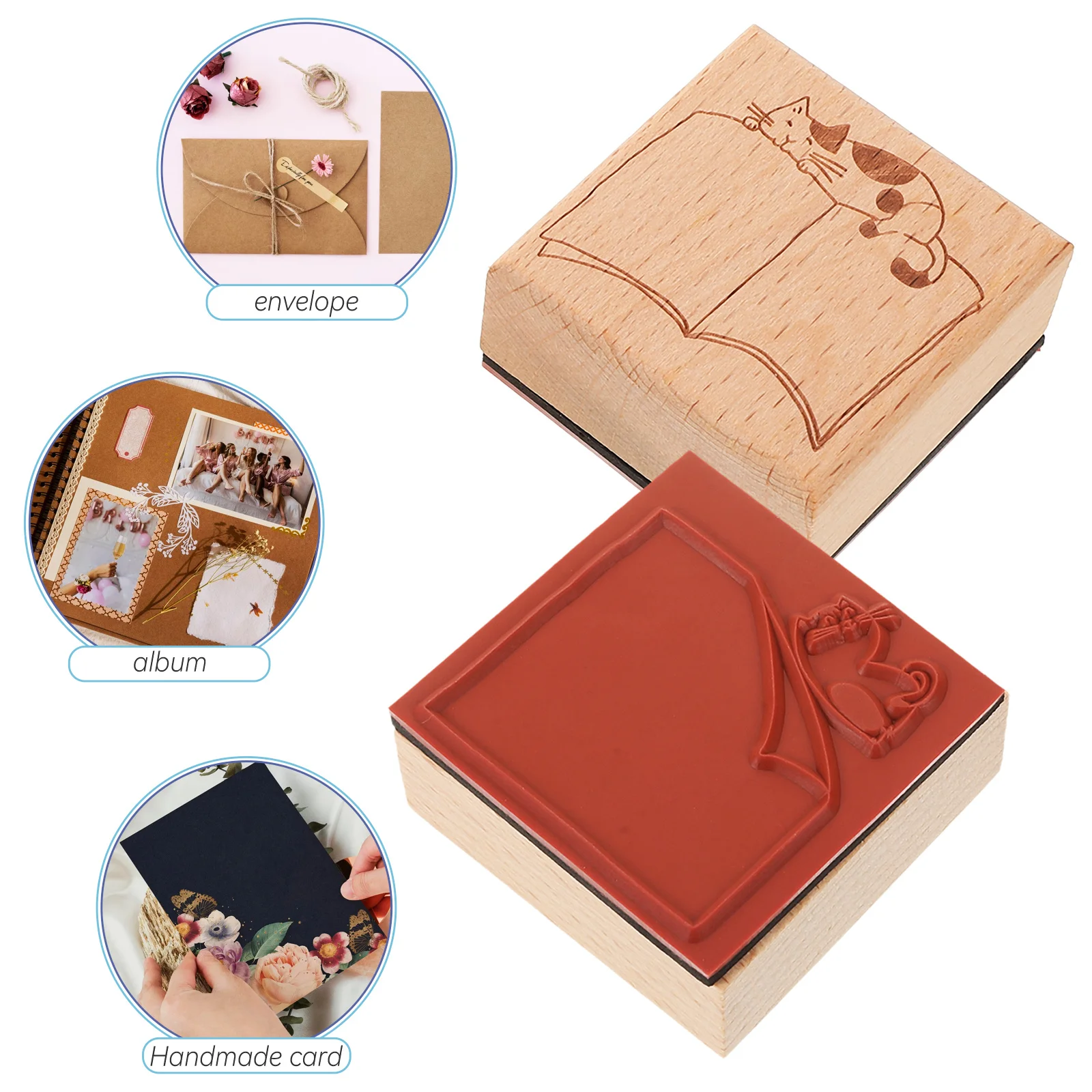 

2Pcs Cat Wooden Cute Decorative for Scrapbooking Journaling Notebooks Diaries Retro Craft