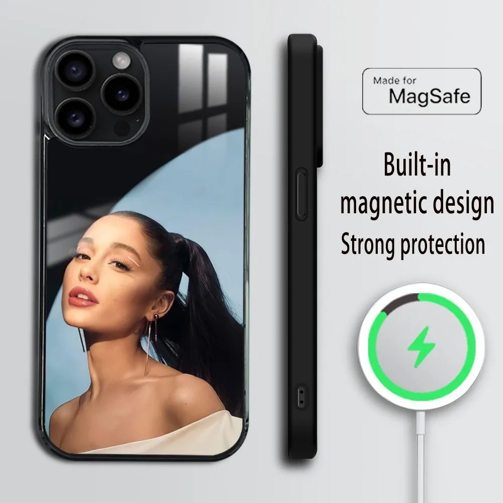 Sweet A-Ariana singer G-Grande Phone Case For iPhone 16 15 14 13 12 11 Pro Max Plus Mini Magsafe Mirror Wireless Magnetic Cover