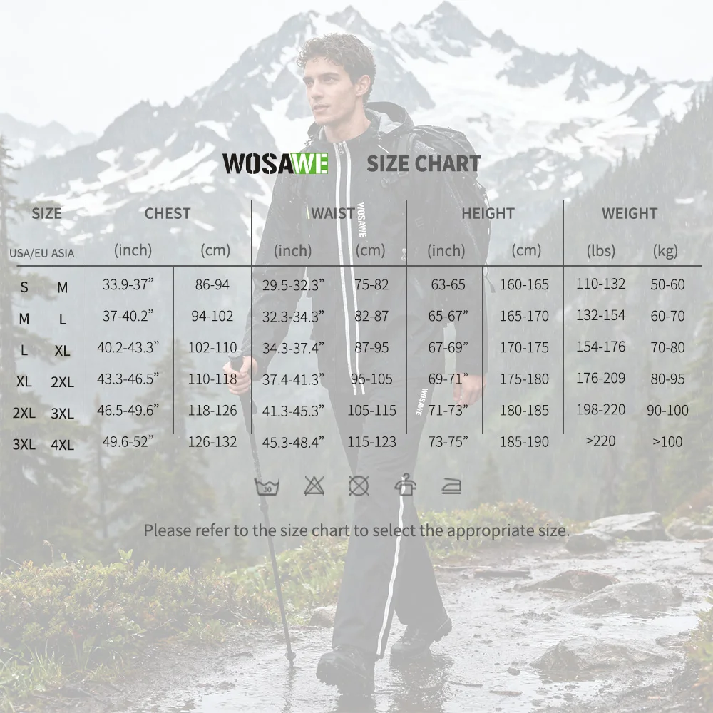 WOSAWE دراجة نارية معطف واق من المطر عاكس المطر السراويل مقاوم للماء موتوكروس دعوى دراجة نارية المطر سترة متسابق سبليت ملابس المطر