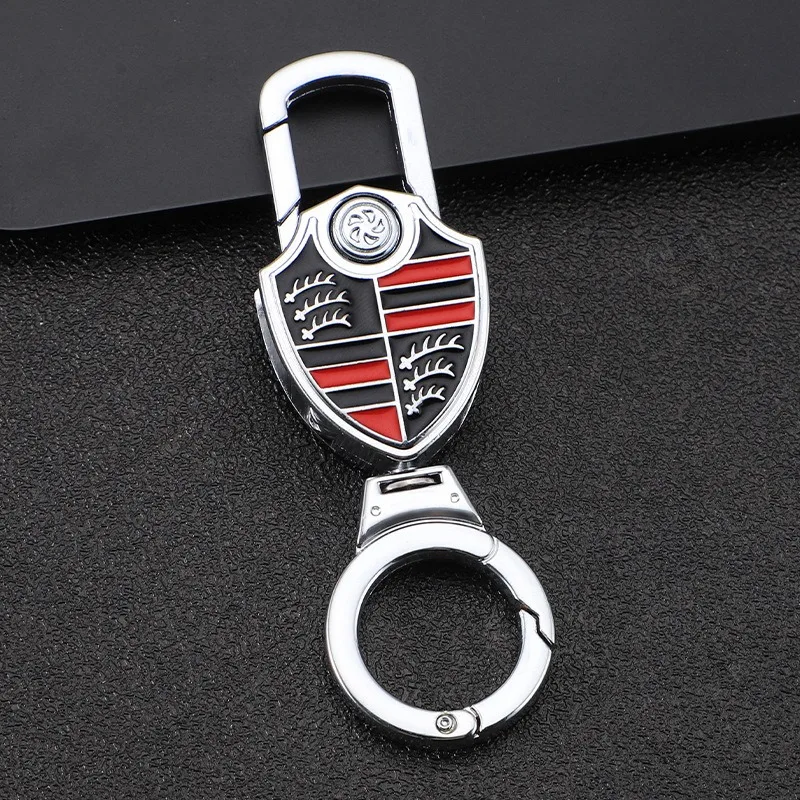 Metal Car Keychain Key Ring Anti-Loss Keyring Pendant For Porsche Cayenne Panamera Macan 911 718 Taycan Cayman Auto Accessories