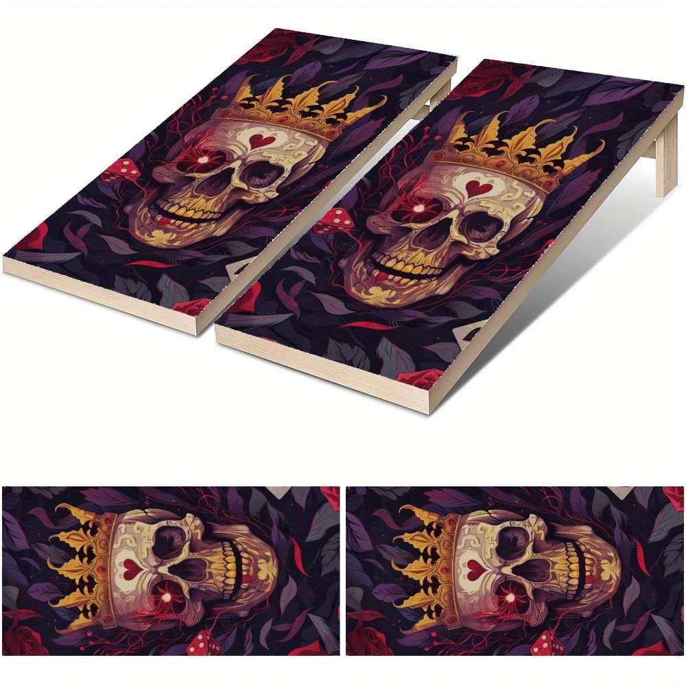 

Водонепроницаемая доска Cornhole с короной и черепом, виниловые обертки, дизайн настольной игры из ПВХ для игр на открытом воздухе, идеально подходит для занятий спортом и отдыха