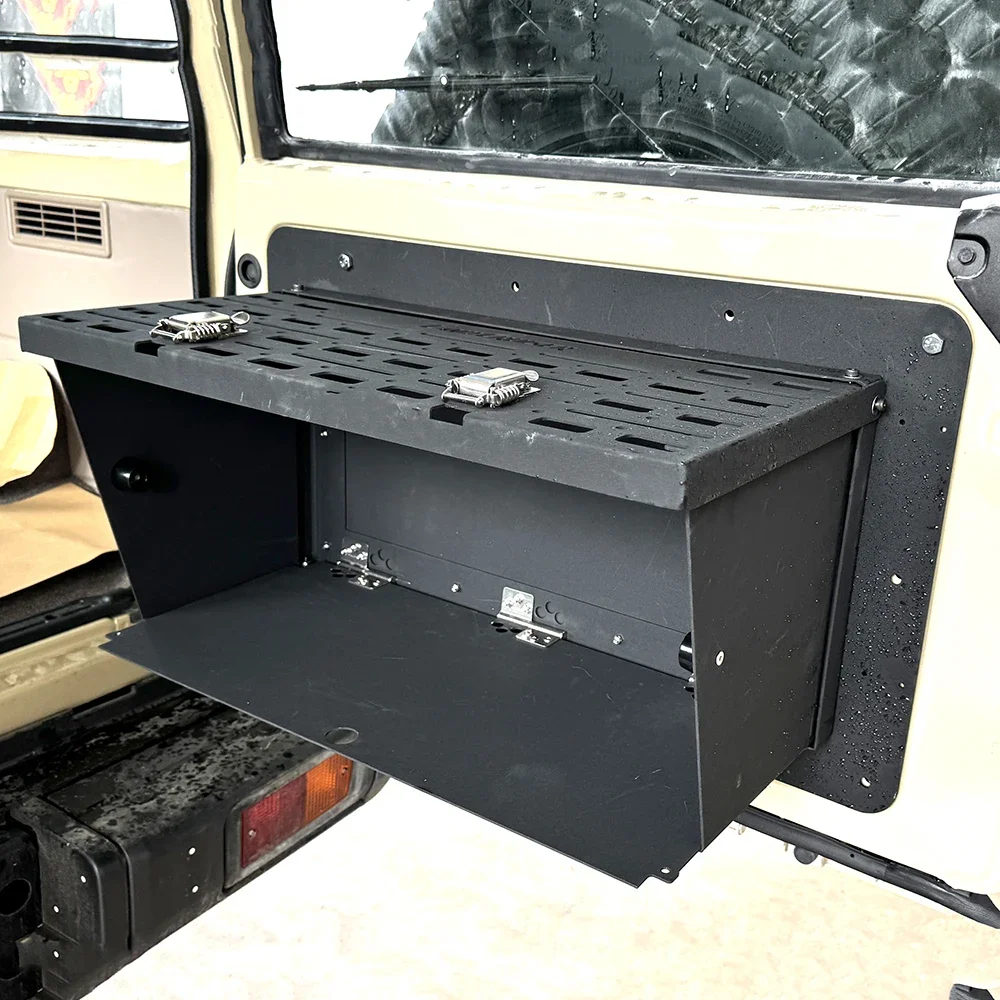 Alloy Rear Door Folding Drop Down Table Cooking Camping Organizer Storage For Toyota Land Cruiser 76 LC76 Accessories