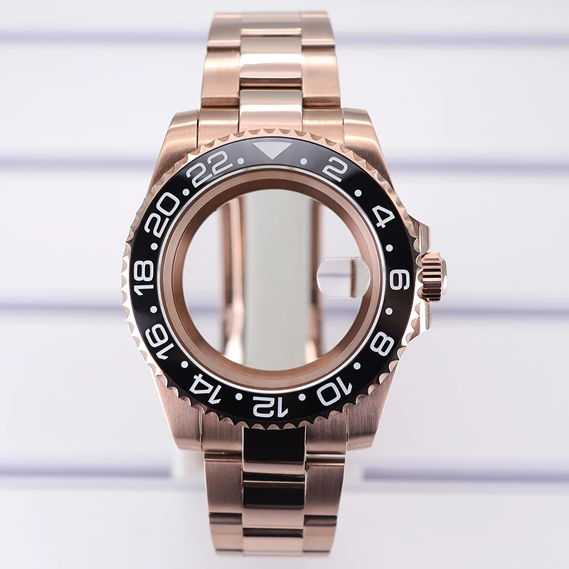 20ATM 40mm Roségold Uhrengehäuse Armbänder Saphirglas für NH35 NH36 NH34 NH38 4R36 NH70/Miyota8215/ETA2824 PT5000 Uhrwerk GMT SUB – Detail 8