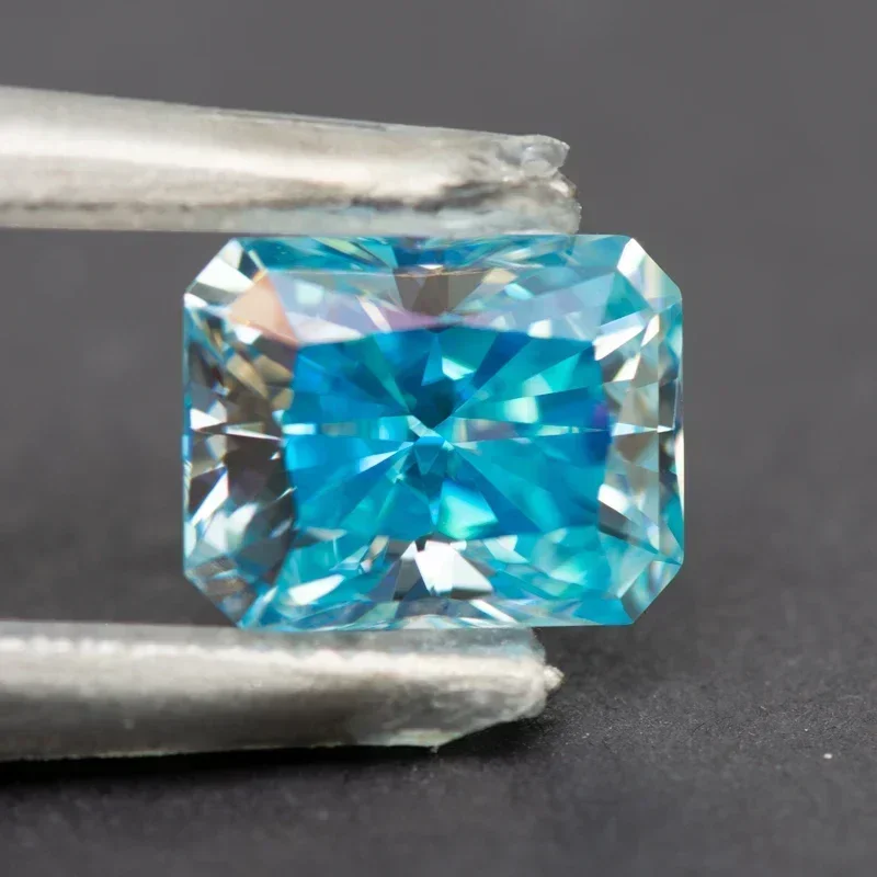 Pedra moissanite corte radiante aquamarine cor vvs1 com certificado gra para contas de amuletos de pedras preciosas materiais de fabricação de joias superiores