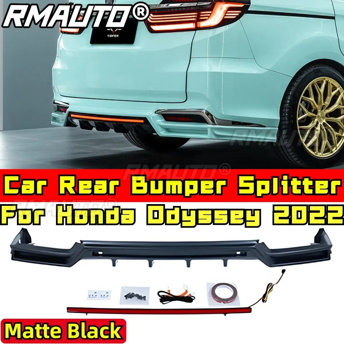 Para Odyssey Body Kit parachoques delantero divisor negro brillante estilo YOFER alerón de parachoques delantero para Honda Odyssey 2022 accesorios de coche