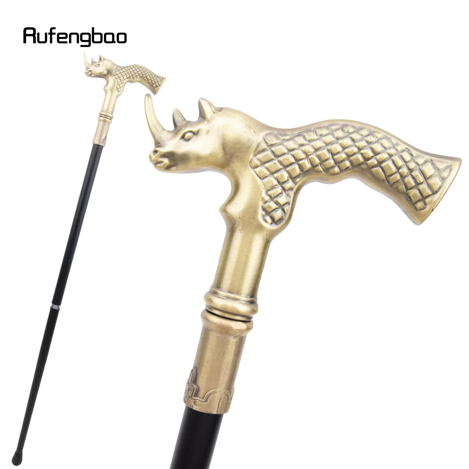 Copper Rhinoceros Head Fashion Walking Stick Decorative Stick Cospaly Vintage Party Fashionable Walking Cane Crosier 91cm