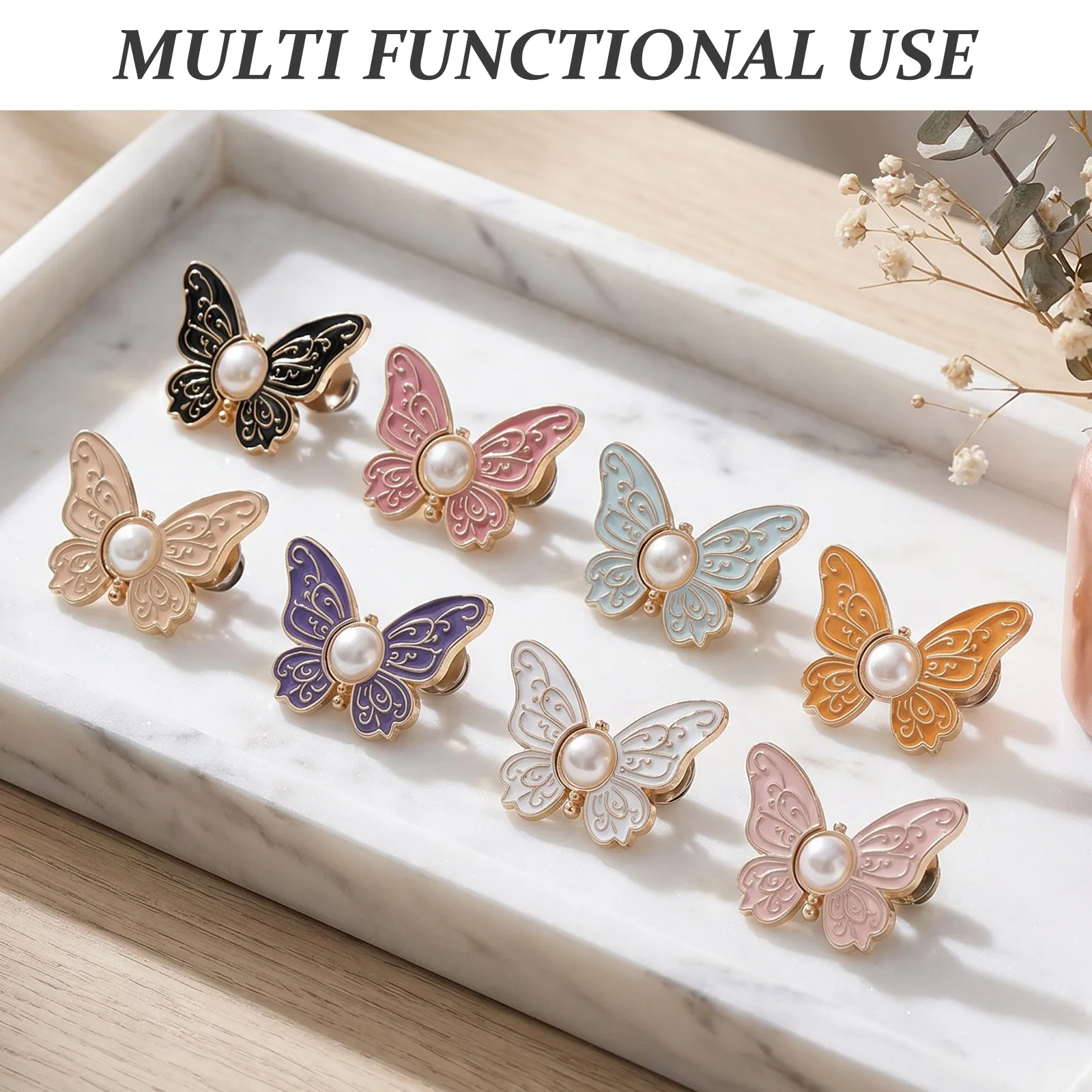 8Pcs Detachable Butterfly Waist Buckle No Sew Adjustable Waistband Cinch Clip Pant Tightener Jeans Skirts Jackets