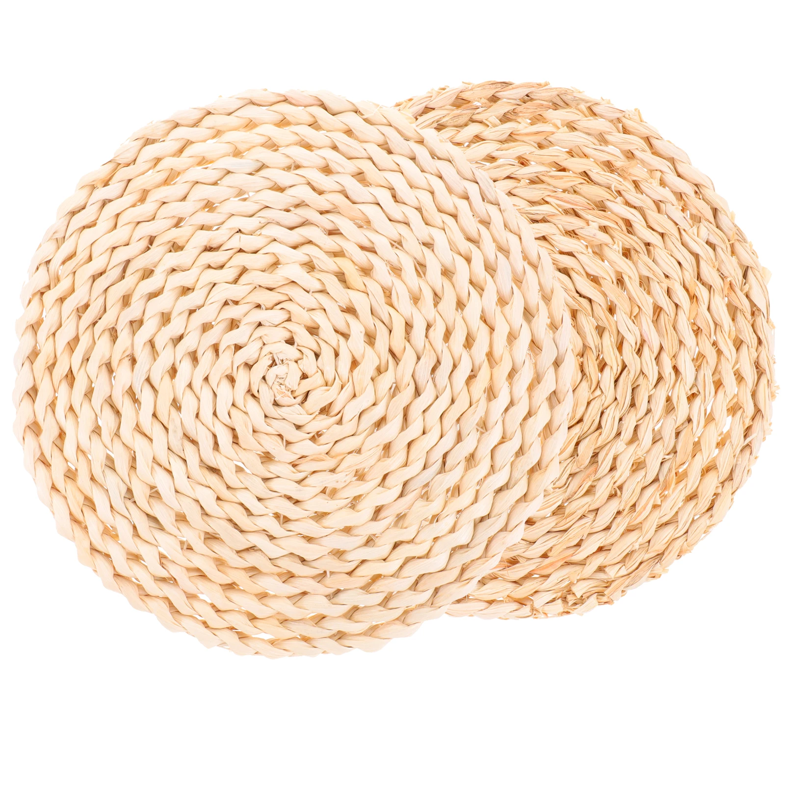 

2Pcs Corn Husk Table Mats Natural Woven Round Place Mats Heat Resistant Braided Dining Table Decor Cutlery Mat Anti Skid