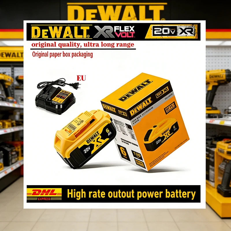 

Original DEWALT battery, 20V, 6AH, rechargeable lithium ion battery, DEWALT, DCB115, DCB118, fast charging, DEWALT tool battery