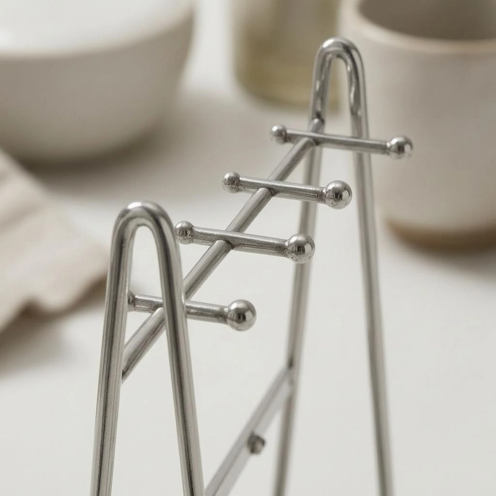 

Jewelry Display Rack Silver Finish Jewelry Holder Rack Necklace Stand Modern Design Home Storage Space Saving for Countertop