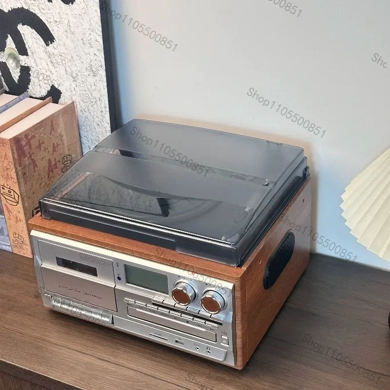 Retro Vinyl Record Player Multi-functional CD Player with Bluetooth Speaker Cassette USB Flash Drive Radio -Vintage Music Player
