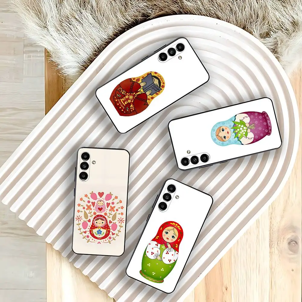 

CUTE Russian Dolls Matryoshka Phone Case For Samsung Galaxy A73,31,32,72,41,53,52,71,22,5G,Note,J7,8,9 Soft Black Cover