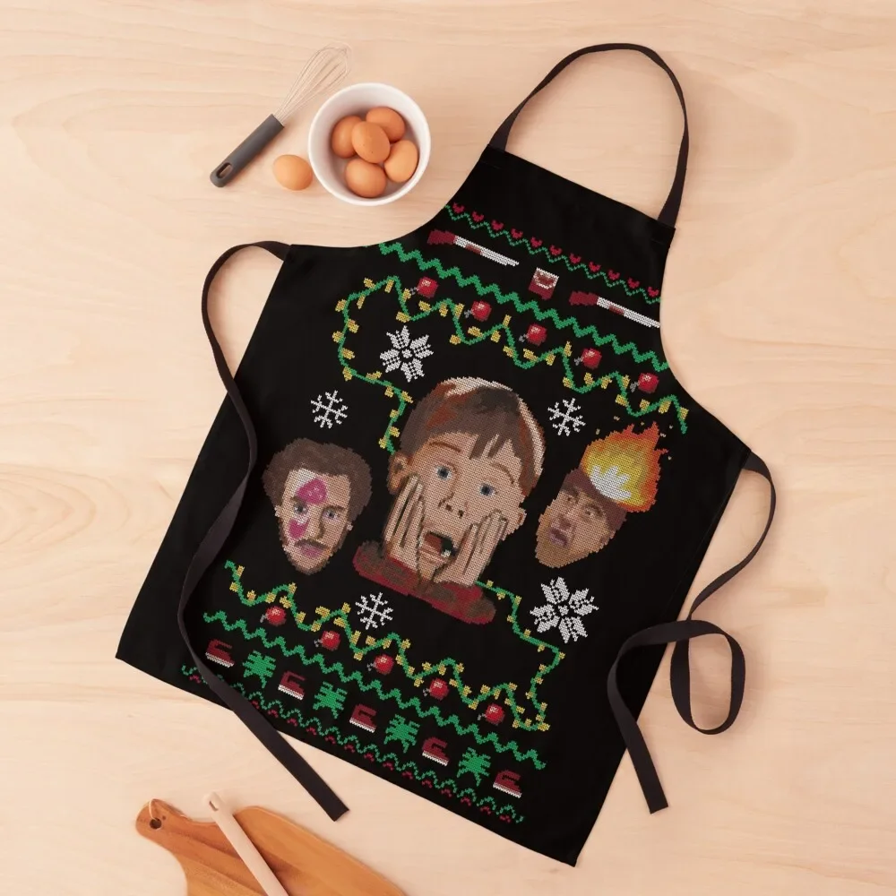 

Vintage Home Alone Christmas Sweater Apron kitchen jacket woman cleanings Kitchen Novel Kitchen Accessories Apron