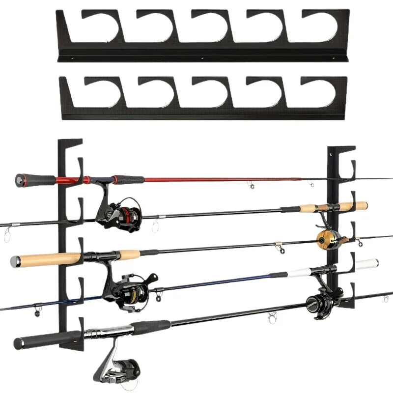 Wall & Ceiling Mount Metal Fishing Rod Holder Heavy Duty Fishing Pole Storage Display Rack For Home Garage
