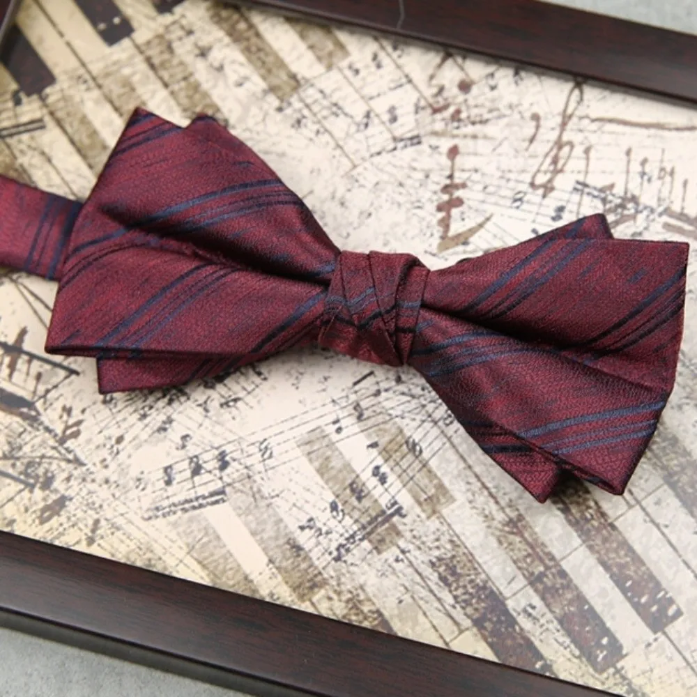 Модный регулируемый красный галстук-бабочка серии в мягкую полоску, мужской галстук с бантом и цветком, рубашка для жениха и жениха