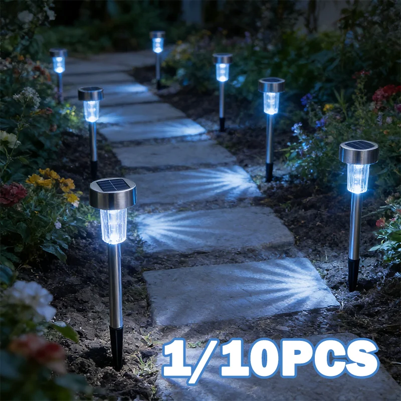 1-10PCS Solar Outdoor Lights Garden Lantern Solar Powered Lamp Landscape Lighting for Pathway Yard Lawn Patio Garden Decoration