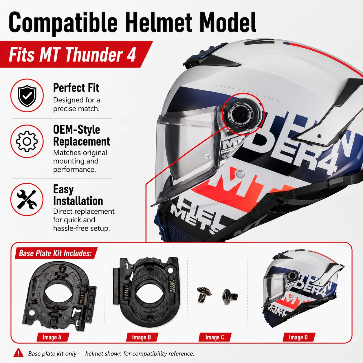 2Pcs Helmet Visor Shield Base Professional Easy to Install Replacement with Screws for MT Thunder 4 Mt-v-28B Visor Len Base view 2