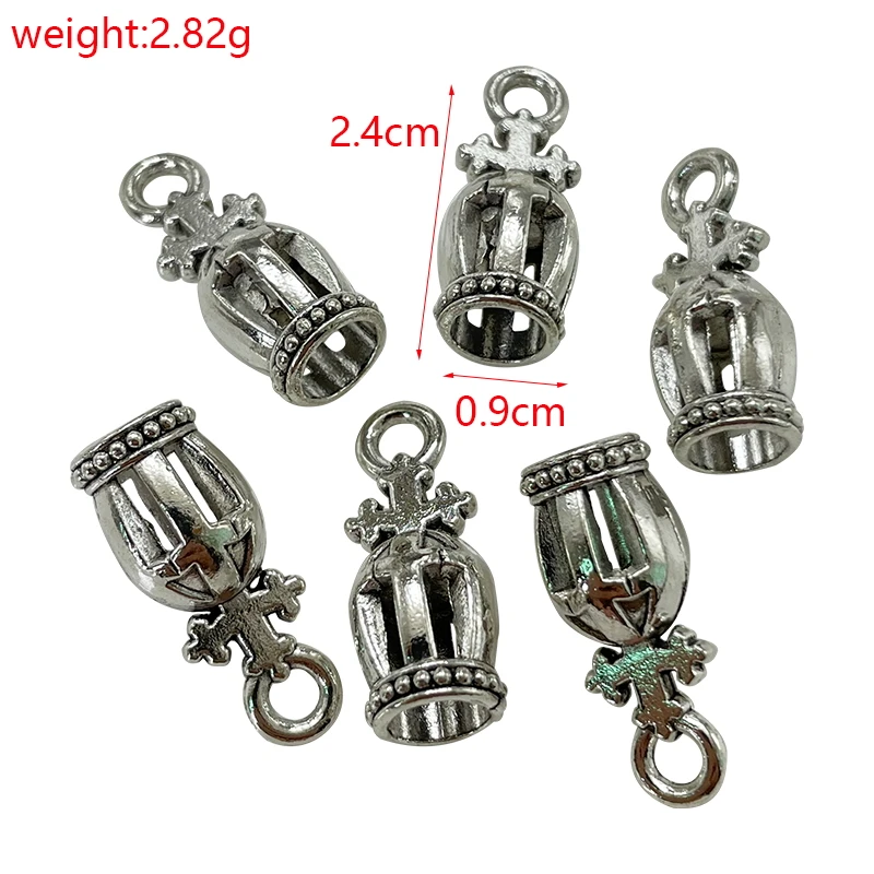 Klasyka Vintage antyczna srebrna złota wydrążona korona cynkowa wisiorek ze stopu zawieszka DIY bransoletka naszyjnik biżuteria metalowa akcesoria — zdjęcie 4