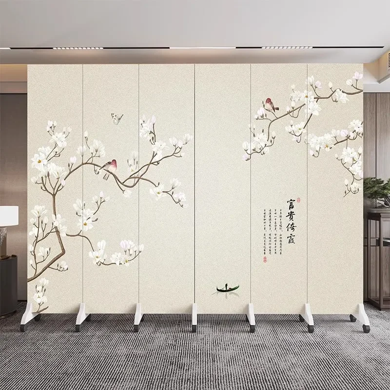 Chinese Folding Office Partition Screen Mobile Room Divider Curtain for Hotel Restaurant Indoor Home Living Room Privacy