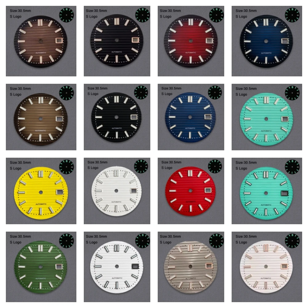 30.5 مللي متر NH35 الطلب S شعار نوتيلوس الهاتفي مناسبة لحركة NH35 قوية C3 الأخضر مضيئة الرجال ساعة اكسسوارات