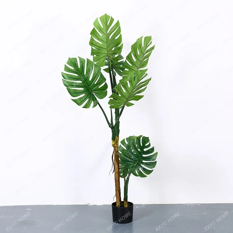 Artificial Green Plant Monstera Deliciosa Artificial Tree Green Plant Bionic Plant Monstera Indoor Living Room Decoration