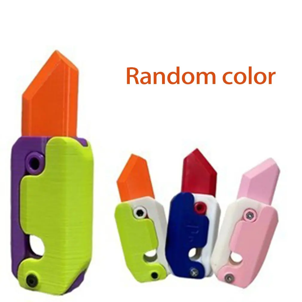 2023 Hot Sales 3D Carrot Gravity Knifes Toys Decompression Push Card Toy 3D Printing Gravity Knife Carrot Knife Kids Toys Gifts