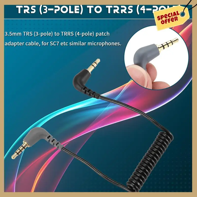 Einstellbare TRS zu TRRS Mikrofonkabel Ersatzfeder Spiraldraht Verbindungskabel Linie für Rode SC7-WMAN