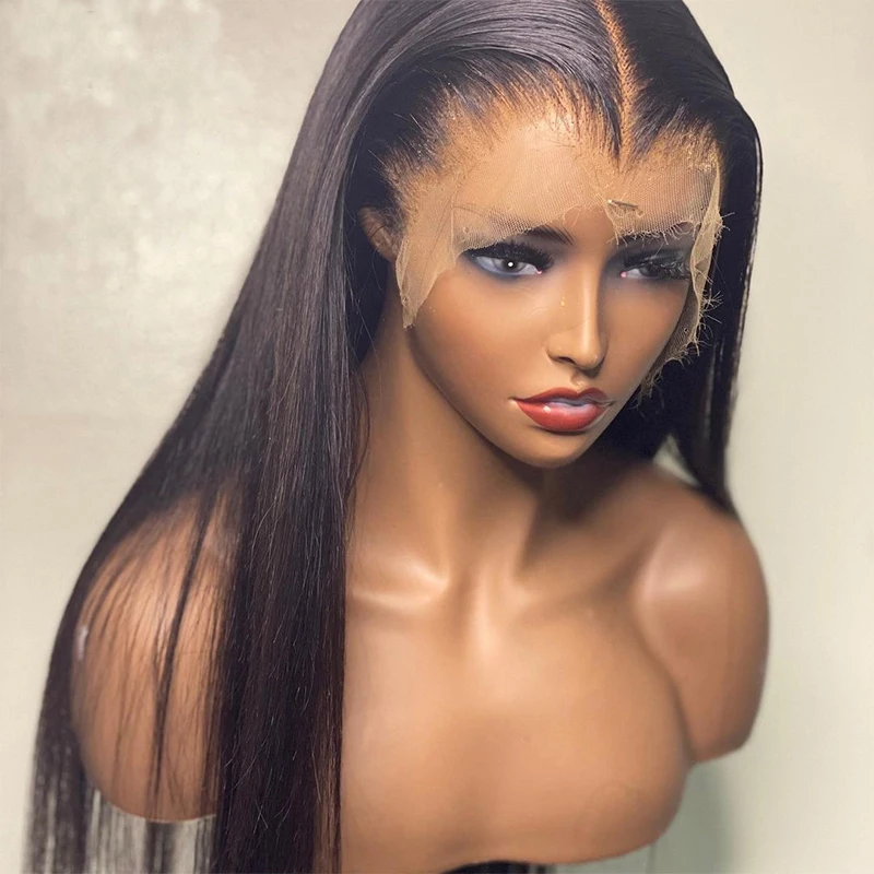 

Preplucked Soft 180%Density 26Inch Long Silky Staright Lace Front Wig For Black Women Babyhair Natural Hairline Glueless