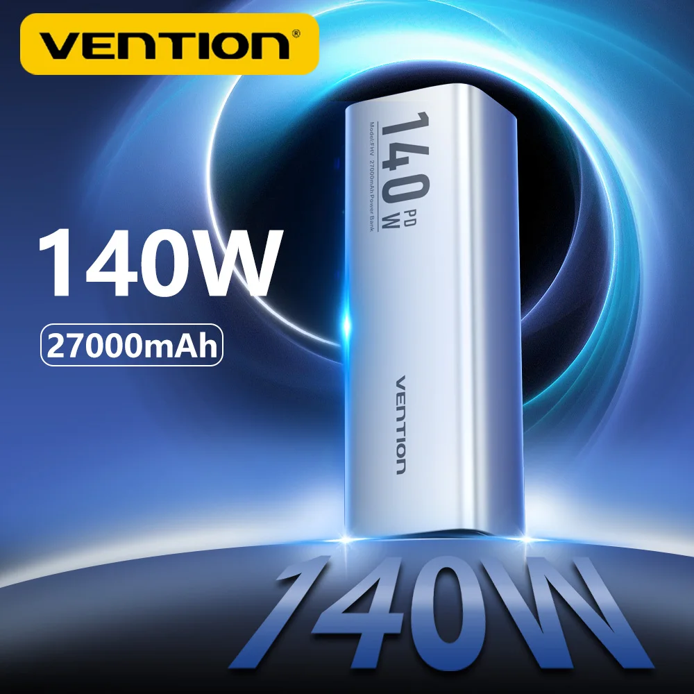 

Vention 140W Power Bank 27000mAh Portable PD External Battery Powerbank for Laptop Notebook for iPad Fast Charging Power Station