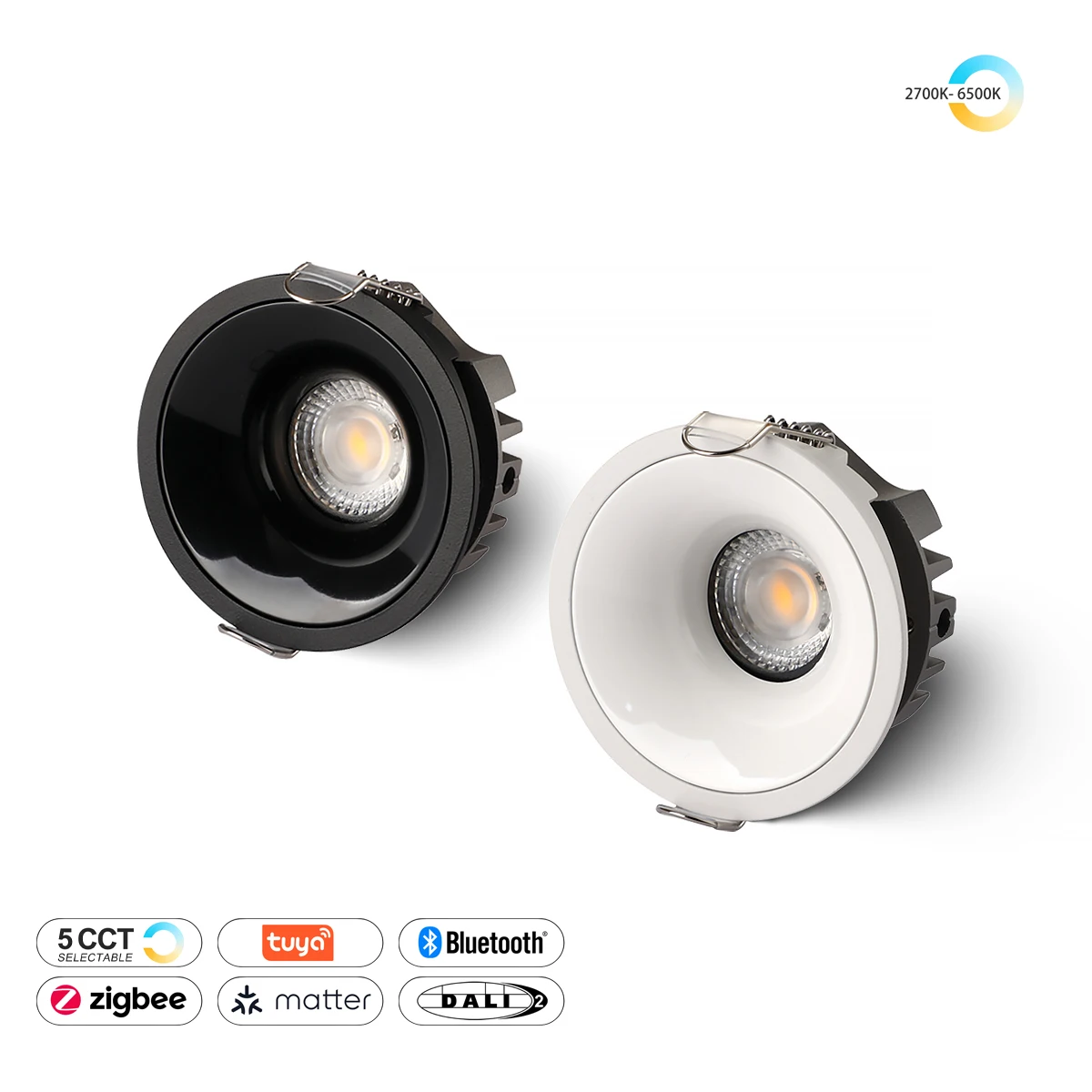 

Embedded High CRI 95 Tuya Zigbee DALI Smart 5 CCT Selectable Led Cob Spotlight Ultra-thin Rose Gold Dimmable Ceiling Light