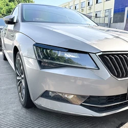 For SKODA Superb B8 Car Front Headlight Eyebrow Eyelid Lamp Light Eyebrows Sticker Glossy Black Carbon Fiber ABS Auto 2016-2018