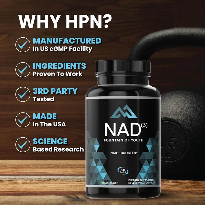 NAD supplement 60 capsules 1000mg, nicotinamide nucleoside alternative (NAD3) for cellular energy and healthy aging