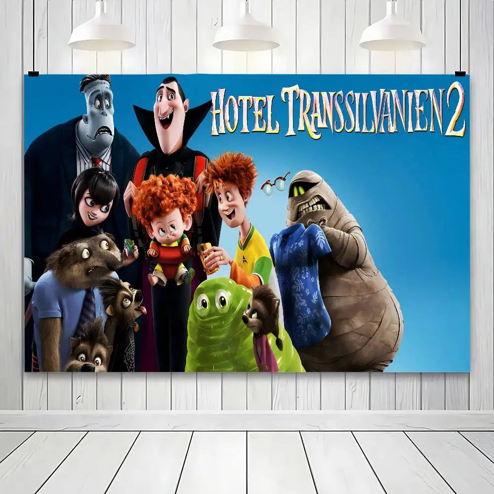 H-HOTEL TRANSYLVANIA Happy Birthday Backdrop Background Vinyl Women Birthday Party Cake Table Decorations Photoshoot Banner